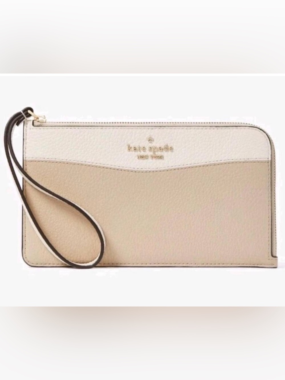kate spade Two-Tone Cream & Beige Leather Wristlet